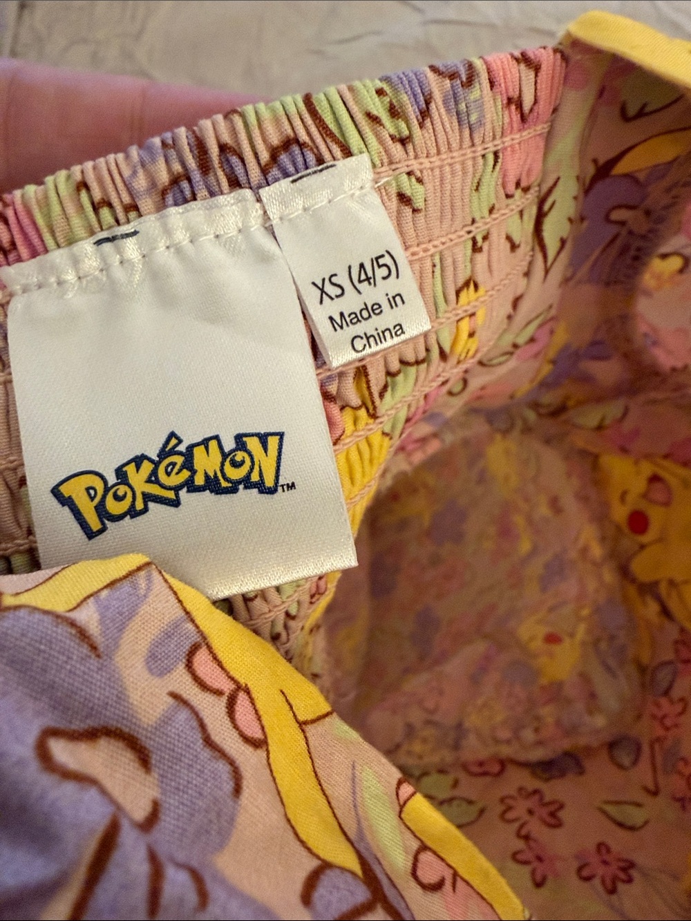 Pokemon Yellow and Lavender Floral Pikachu Kids Casual Dress - Picture 4 of 4